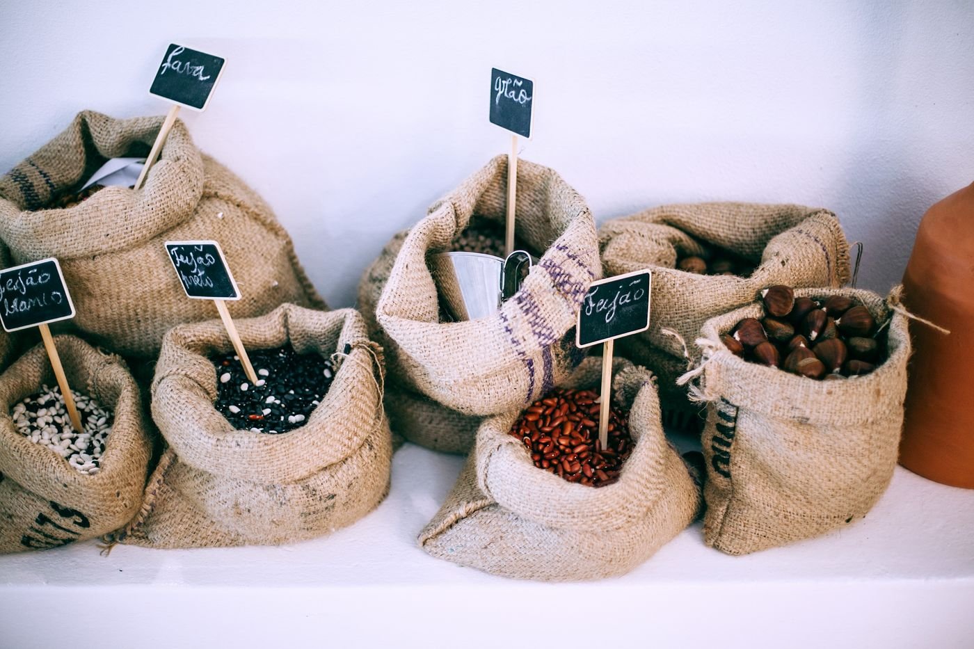 Sacks of sourced commodities for private label
